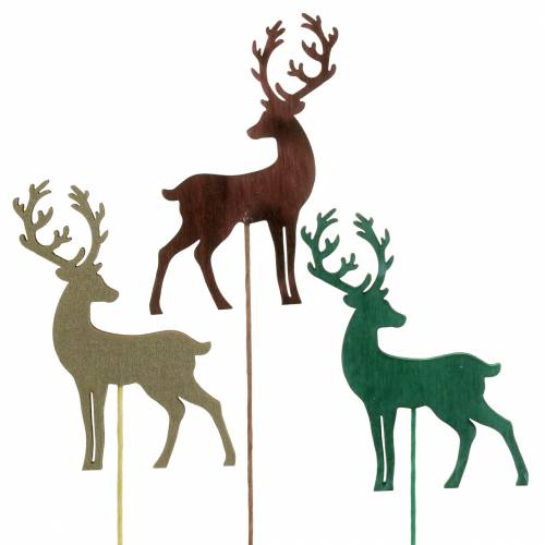 Dekostecker Hirsch Gold, Braun, Grün Sortiert 8cm 18 St