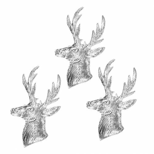Floristik24 Deko-Rentierbüste Silber Metall 8cm × 4,8cm 8 St