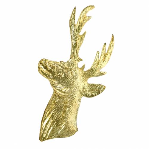 Floristik24 Deko-Rentierbüste Golden Metall 8cm × 4,8cm 8St