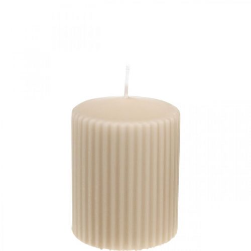 Artikel Stumpenkerzen Beige Rillenkerze 70/90mm 4 St