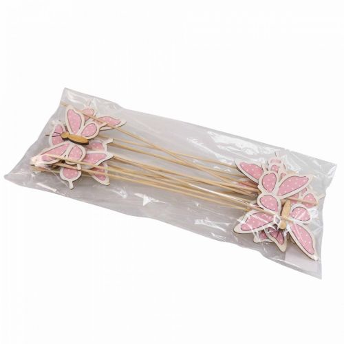 Artikel Rosa Schmetterling Deko Stecker Holz 7,5cm 28cm 12St