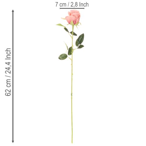 Künstliche Rosen im Bund, langstielig, 62 cm, rosa, 12 Stück | Floristik24.at