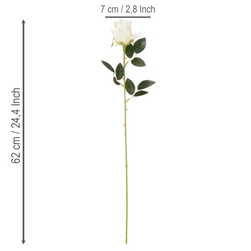 Künstliche Rose Weiß Langer Stiel 62cm 12 Stück | Floristik24.at