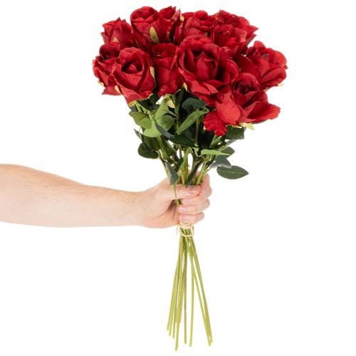 Künstliche Rose 62cm Rot 12er Set Kunstblumen für Dekoration | Floristik24.at