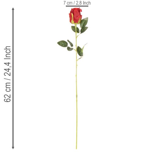 Künstliche Rose 62cm Rot 12er Set Kunstblumen für Dekoration | Floristik24.at