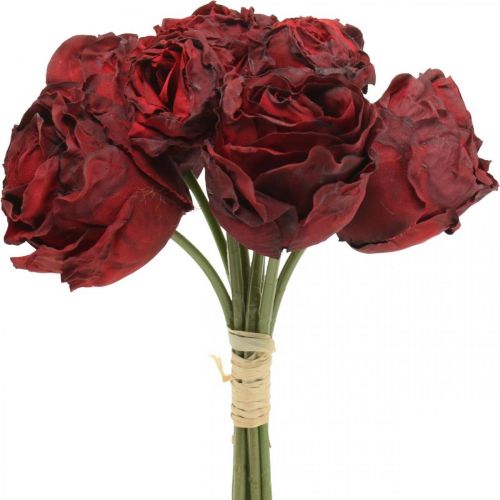Artikel Kunstrosen Rot, Seidenblumen, Rosenbund L23cm 8 St