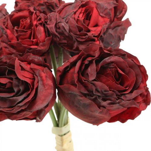 Kunstrosen Rot, Seidenblumen, Rosenbund L23cm 8St