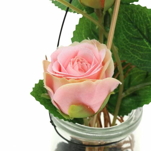 Artikel Rose im Glas Rosa H23cm