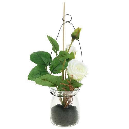 Floristik24 Rose im Glas Weiß H23cm