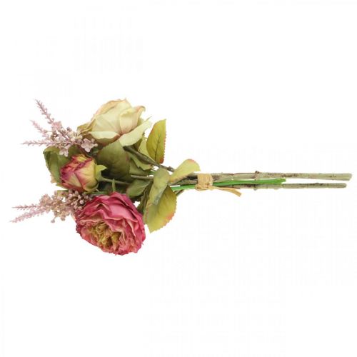 Artikel Künstliche Rosen im Bund Herbstbouquet Rosa, Violett H36cm