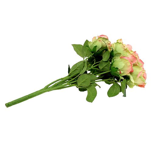 Artikel Rosenbusch künstlich Grün, Rosa 55cm