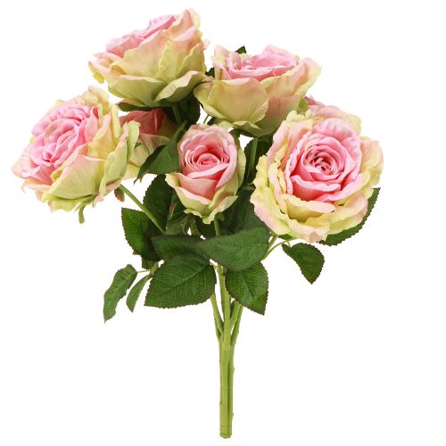 Artikel Rosenbusch künstlich Grün, Rosa 55cm