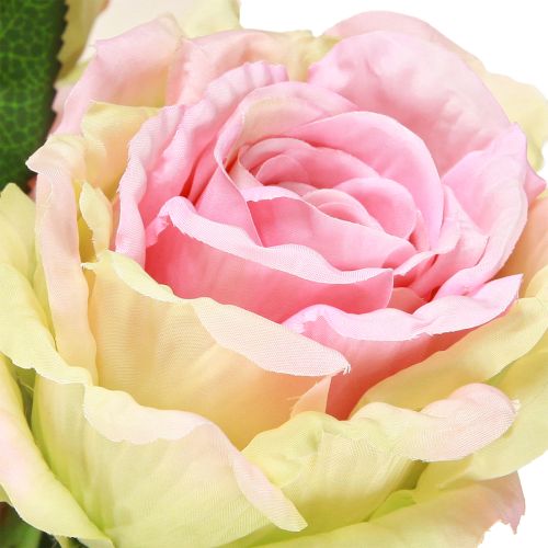 Artikel Rosenbusch künstlich Grün, Rosa 55cm