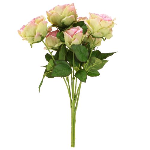 Artikel Rosenbusch künstlich Grün, Rosa 55cm