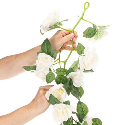 Künstliche Rosengirlande mit weißen Blüten 170 cm für Dekoration | Floristik24.at