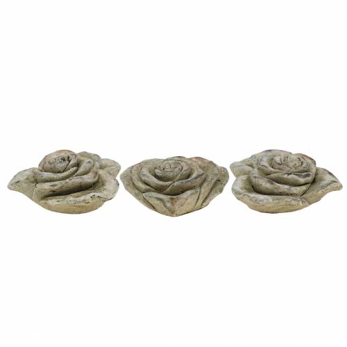 Floristik24 Beton-Rosen-Herz Grau, Apricot Ø13 H5cm 3 St