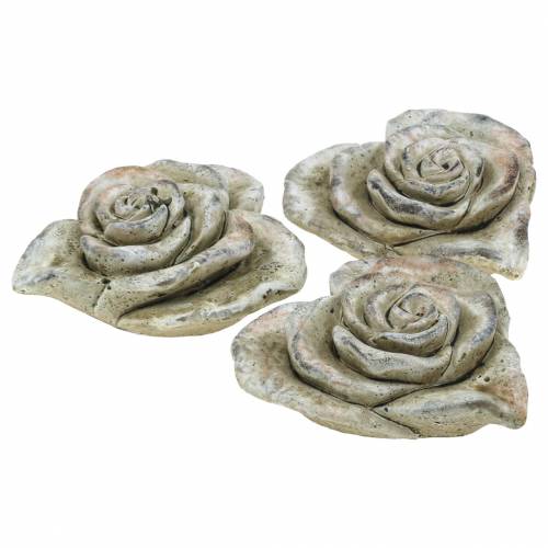 Floristik24 Beton-Rosen-Herz Grau, Apricot Ø13 H5cm 3 St