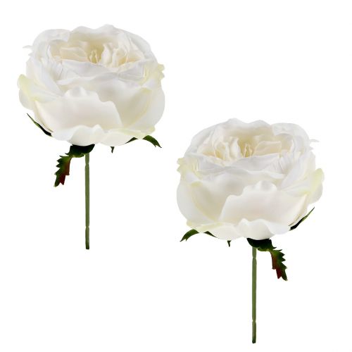 Floristik24 Rosenblüte Weiß 17cm 4 St