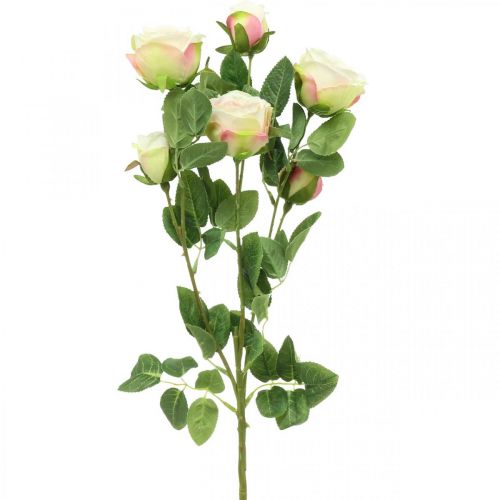 Artikel Rosenzweig, Seidenrosen, Kunstzweig Rosa, Cremefarben L66cm Ø3/5cm
