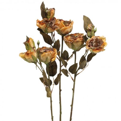 Deko Rosen Blumenstrauß Kunstblumen Rosenstrauß Gelb 45cm 3St