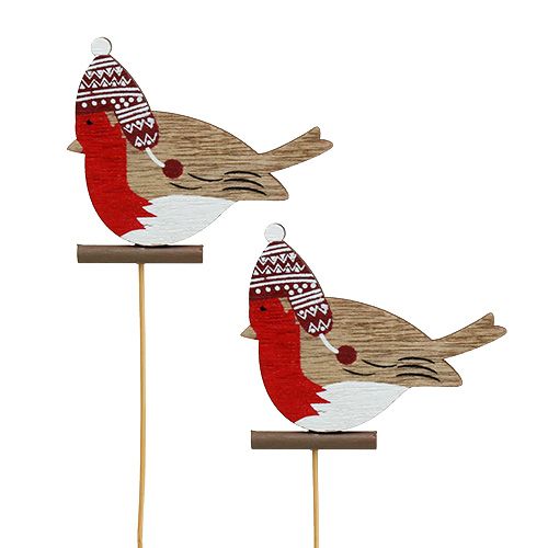 Floristik24 Rotkehlchen am Stab 7,5cm 16 St