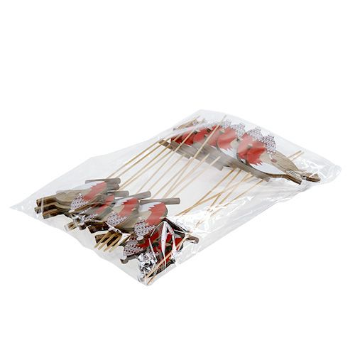 Floristik24 Rotkehlchen am Stab 7,5cm 16 St