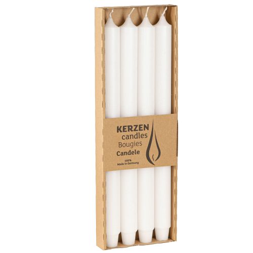Artikel Rustic Kerzen Stabkerzen Weiß mit Zapfenfuß 350/28mm 4 St