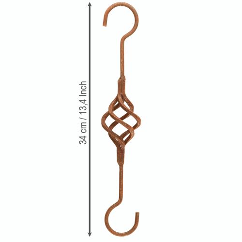 Floristik24 S Haken Metall Rost Deko Metallhaken Edelrost Antik 34cm