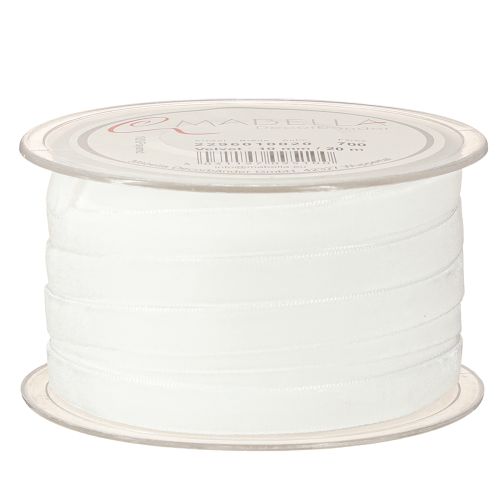 Artikel Samtband Weiß Dekoband Geschenkband Weiß 10mm 20m