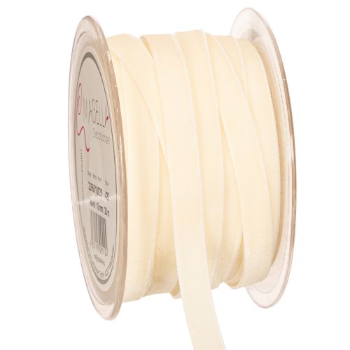 Samtband Creme 10mm x 20m aus Polyamid auf Rolle