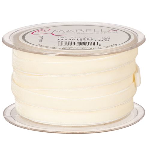 Samtband Creme 10mm x 20m aus Polyamid auf Rolle | Floristik24.at