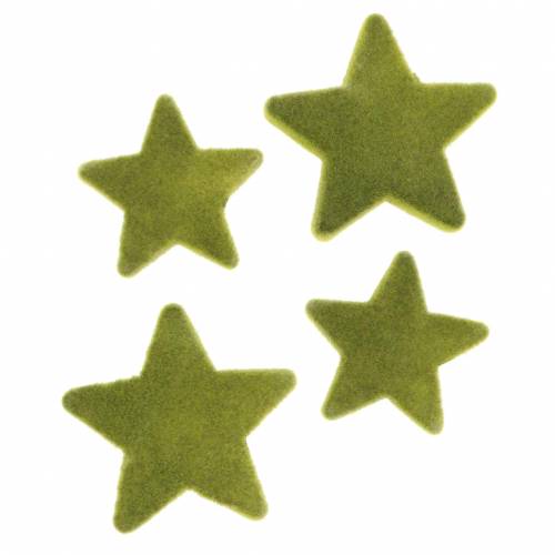 Artikel Streudeko Sterne beflockt Moosgrün 4cm/5cm 40 St