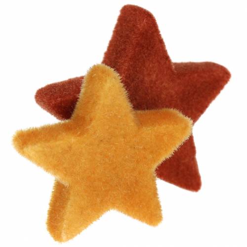 Floristik24 Streudeko Stern-Mix beflockt Curry, Rooibos 4cm/5cm 40 St