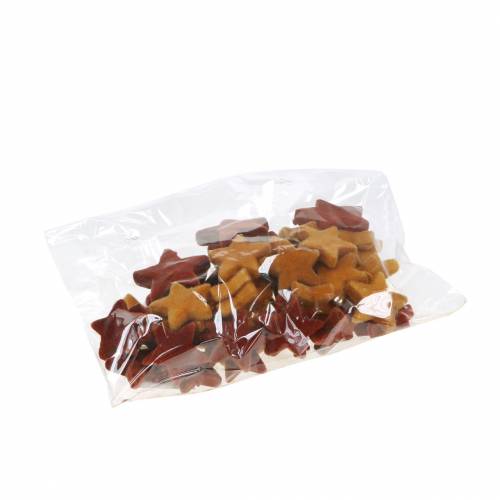 Floristik24 Streudeko Stern-Mix beflockt Curry, Rooibos 4cm/5cm 40 St