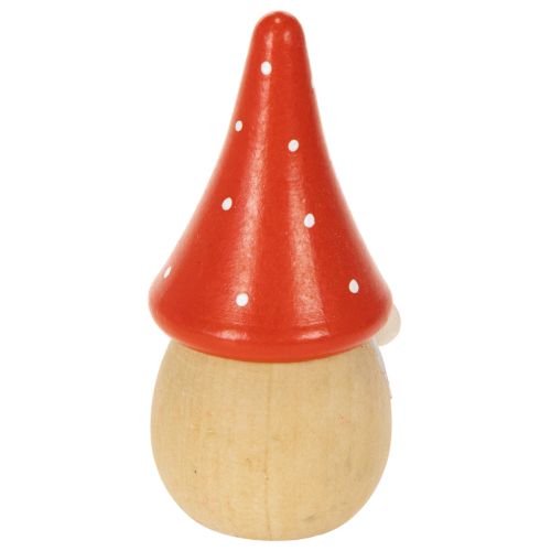 Mini-Wichtel aus Holz mit Fliegenpilzmütze 10 cm Rot-Weiß 6er-Set Tischdekoration | Floristik24.at
