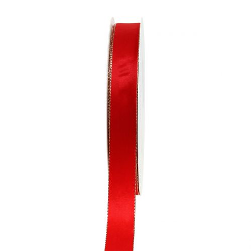 Satinband Rot mit Goldkante 15mm 40m