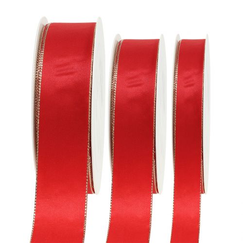 Floristik24 Satinband Rot mit Goldkante 40m