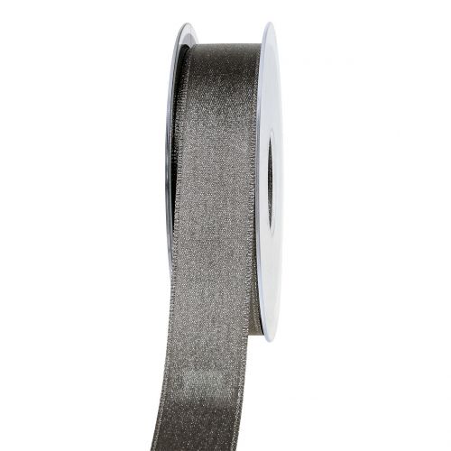 Satinband mit Glimmer Grau 25mm 20m
