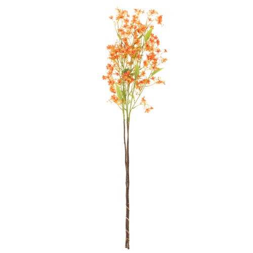 Künstlicher Orchideenzweig 110cm Orange mit grünen Blättern 3er Set für Raumdekoration | Floristik24.at