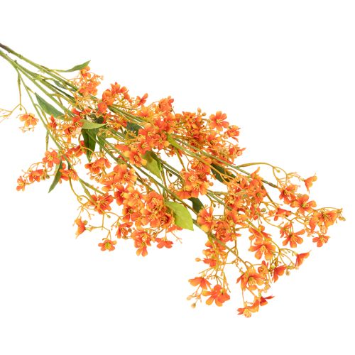 Künstlicher Orchideenzweig 110cm Orange mit grünen Blättern 3er Set für Raumdekoration | Floristik24.at