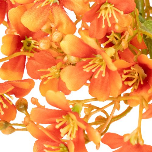 Künstlicher Orchideenzweig 110cm Orange mit grünen Blättern 3er Set für Raumdekoration | Floristik24.at