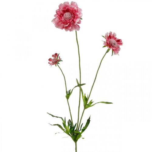 Floristik24 Künstliche Blumendeko, Skabiose Kunstblume Rosa 64cm Bund à 3St