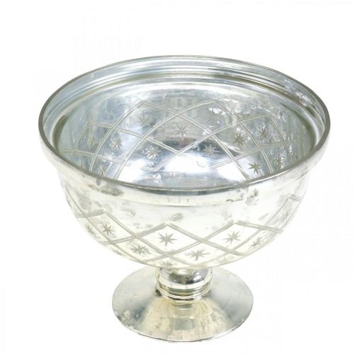 Floristik24 Glasschale mit Fuß Shabby Chic Glasdeko Champagner Ø17cm H13cm