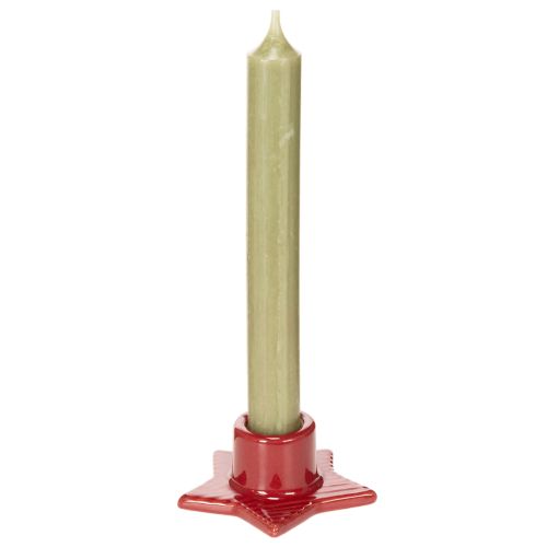 Sternförmige Kerzenhalter aus roter Keramik für Stabkerzen, 8 cm, 2 Stück | Floristik24.at