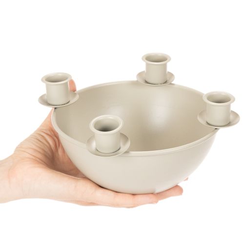 Kerzenschale mit 4 Haltern für Adventskranz Beige 15cm Kunststoff | Floristik24.at