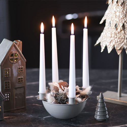 Kerzenschale mit 4 Haltern für Adventskranz Beige 15cm Kunststoff | Floristik24.at