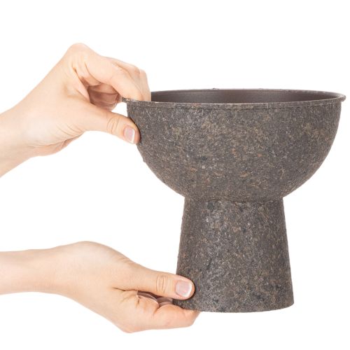 Runde Pflanzenschale mit Sockel 18 cm Metall Braun Anthrazit | Floristik24.at