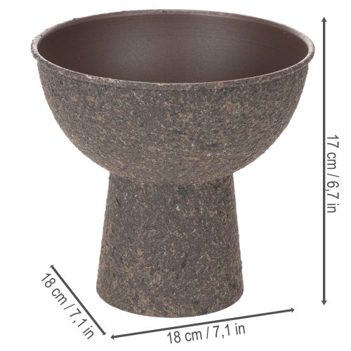 Runde Pflanzenschale mit Sockel 18 cm Metall Braun Anthrazit | Floristik24.at