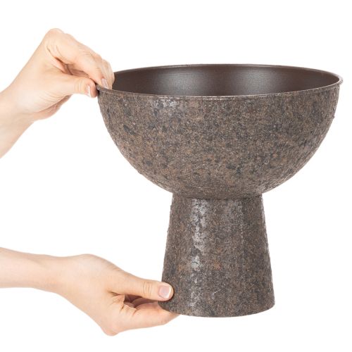 Pflanzschale Metall Braun Rund mit Fuß 25 cm | Floristik24.at