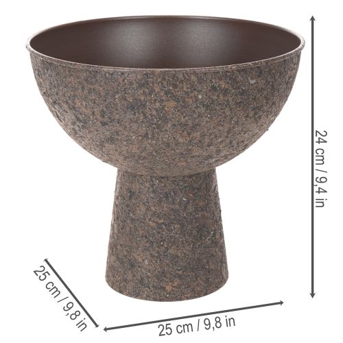 Pflanzschale Metall Braun Rund mit Fuß 25 cm | Floristik24.at